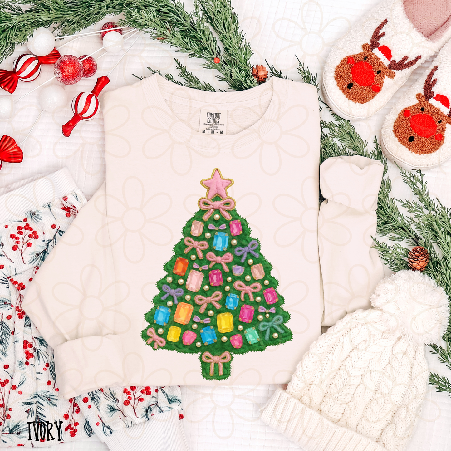 Christmas Tree Bows & Jewels DTF Transfer