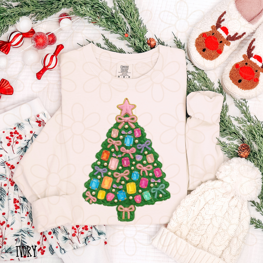 Christmas Tree Bows & Jewels Kids Completed Tee