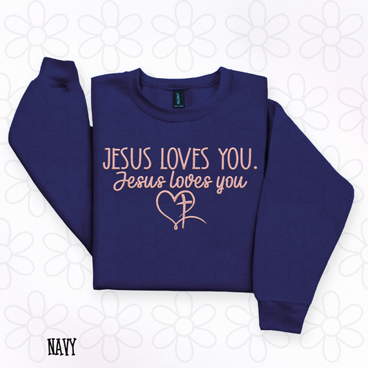 Jesus Loves You Pink Heart Kids Completed Tee
