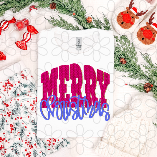 Knit Merry Christmas Kids Completed Tee