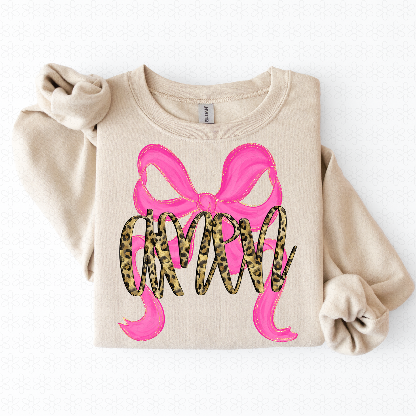 Leopard Amen Pink Gold Bow DTF Transfer