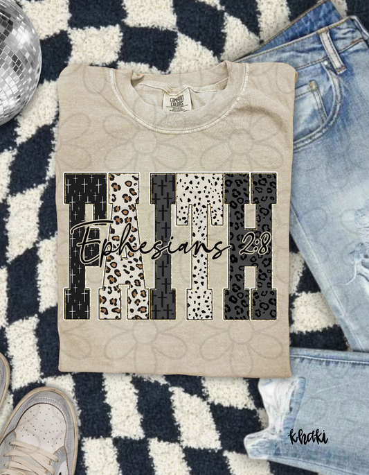 Leopard Faith Ephesians 2:8 Kids Completed Tee