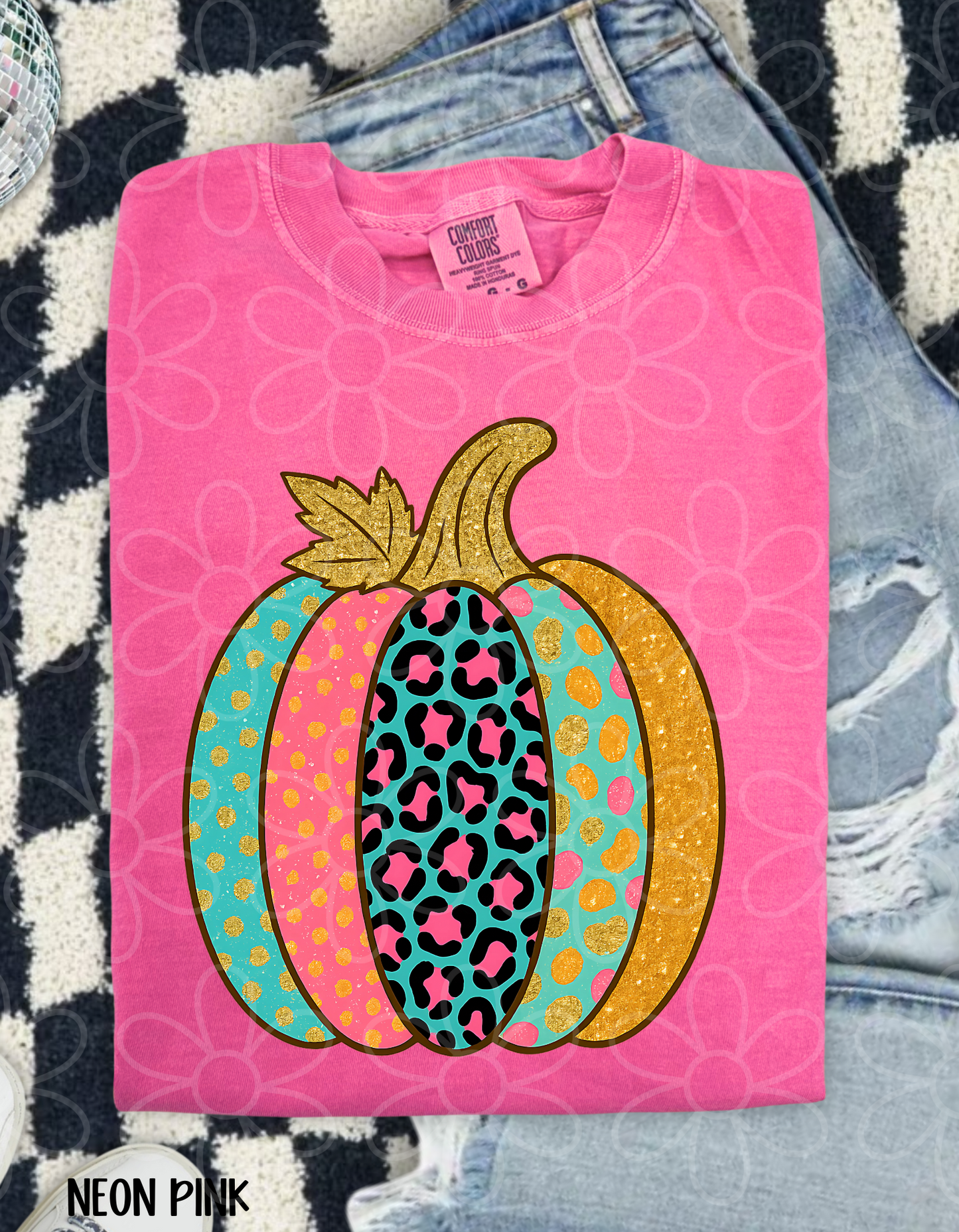 Leopard Glitter Pumpkin Completed Tee