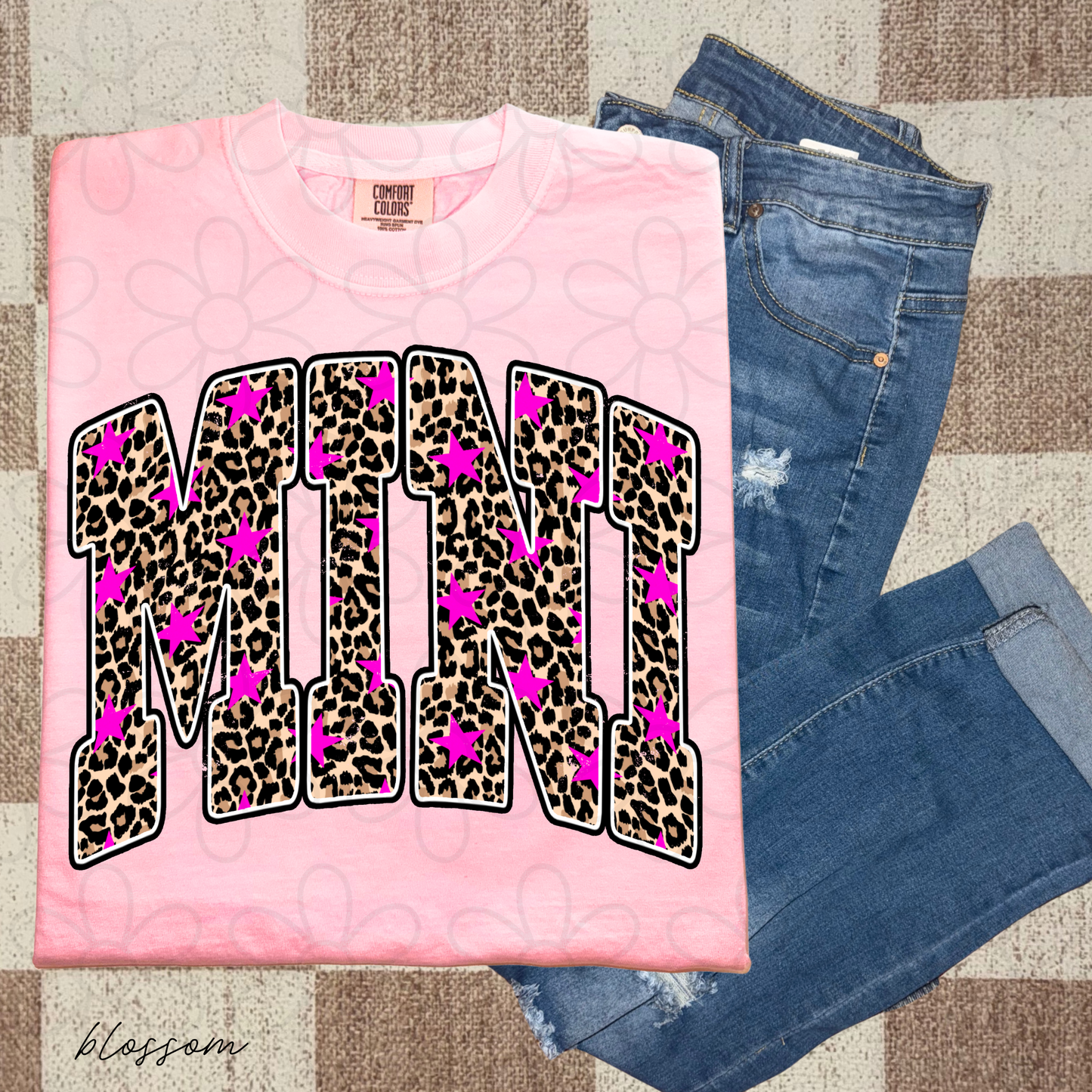 Leopard Mini Pink Stars Completed Tee