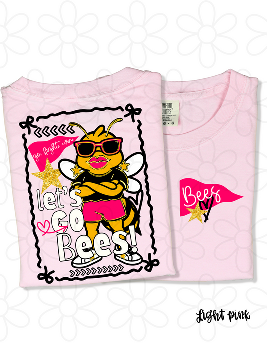 Let's Go Bees Pink Kids Completed Tee