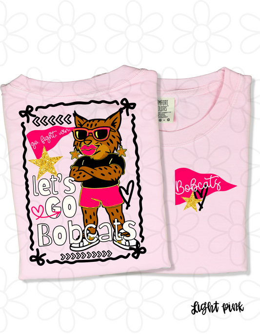 Let's Go Bobcats Pink Kids Completed Tee