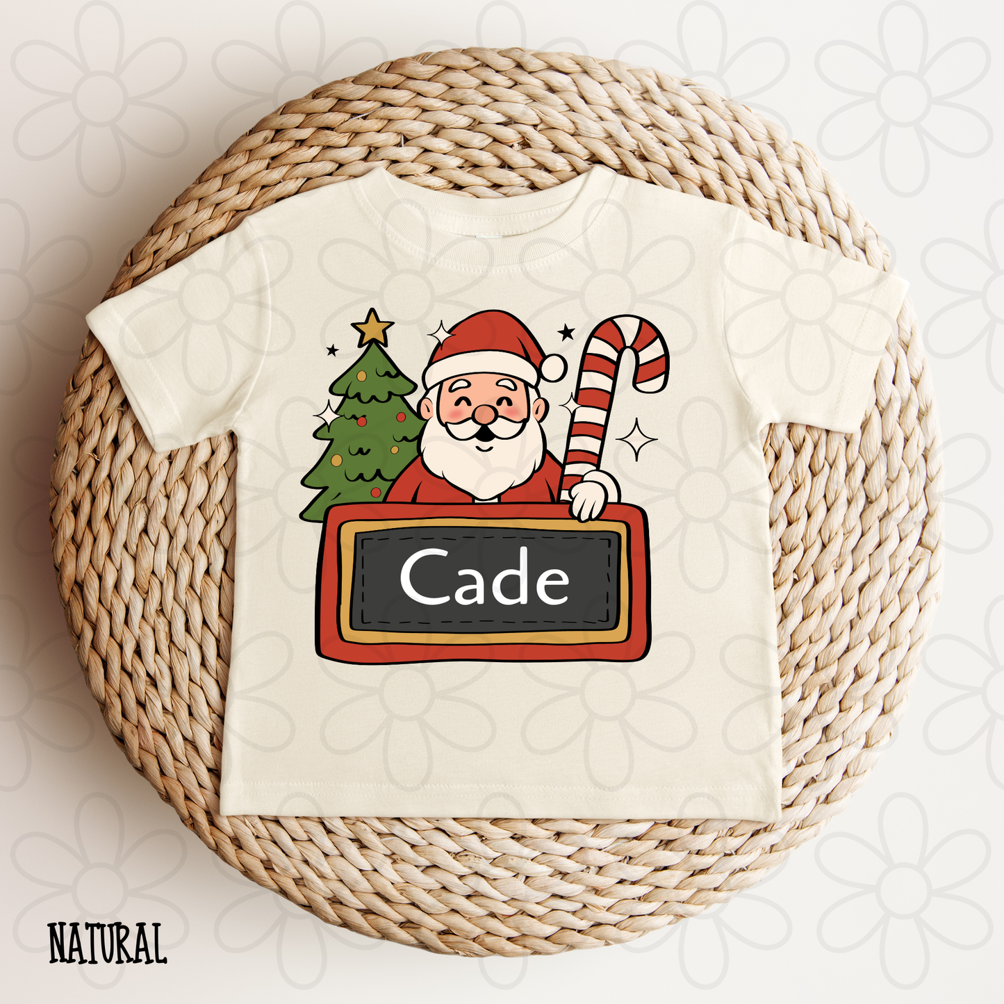 Light Santa Christmas Custom Name DTF Transfer