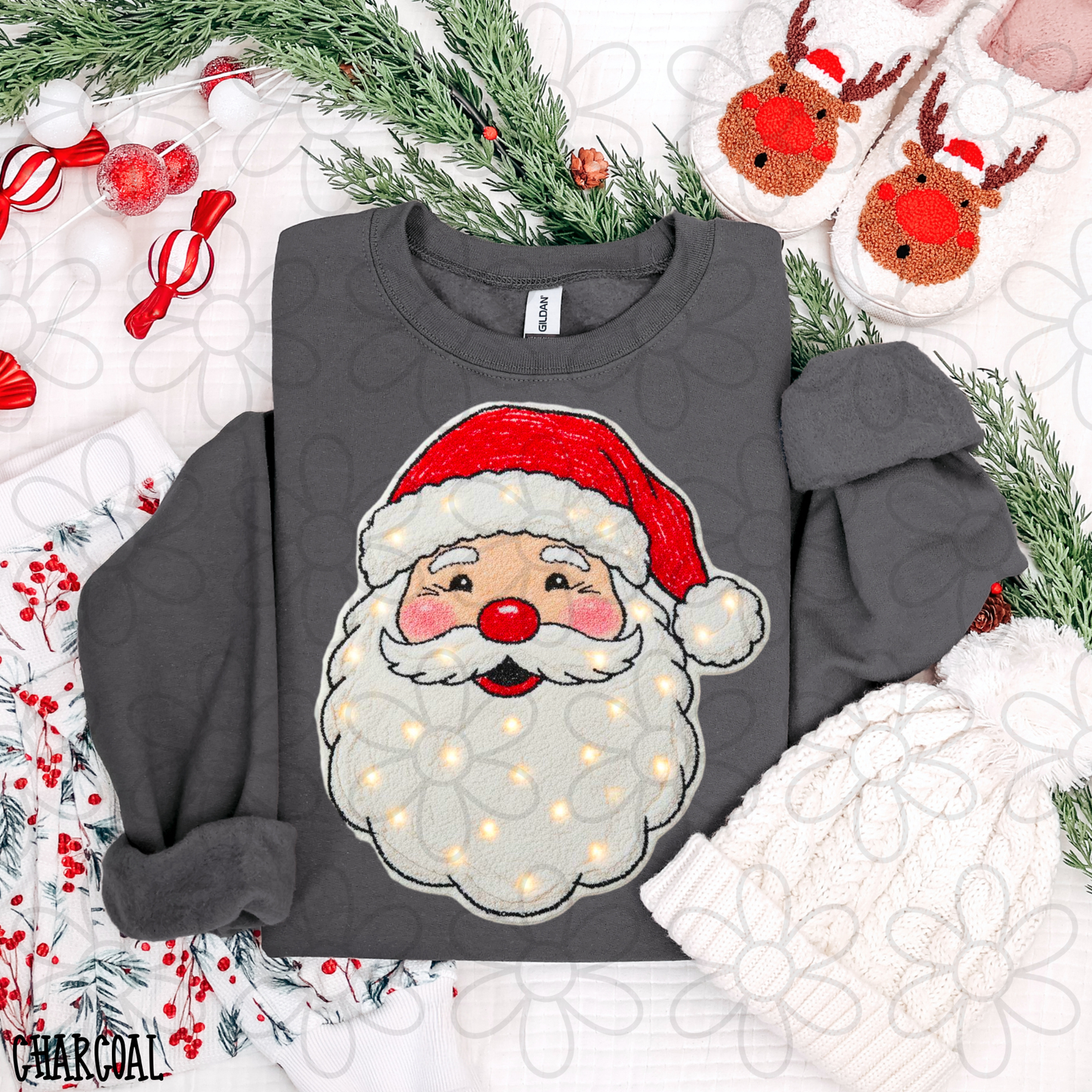 Light Santa Sparkles Completed Tee