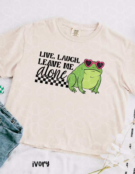 Live, Laugh, Leave Me Alone Frog Kids Completed Tee