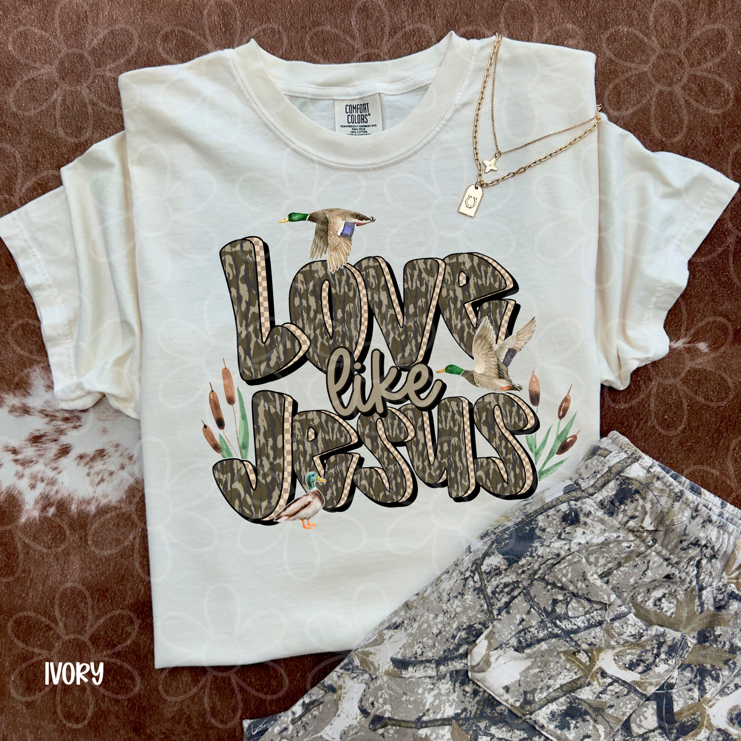 Love Like Jesus Camo Ducks Completed Tee