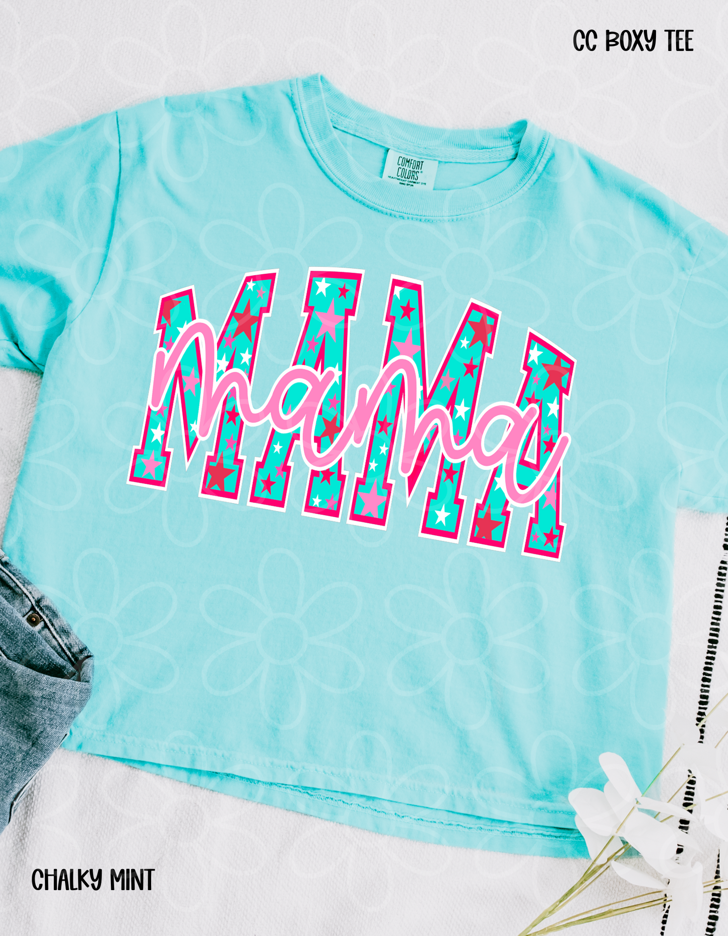 MaMa Blue And Pink Stars DTF Transfer