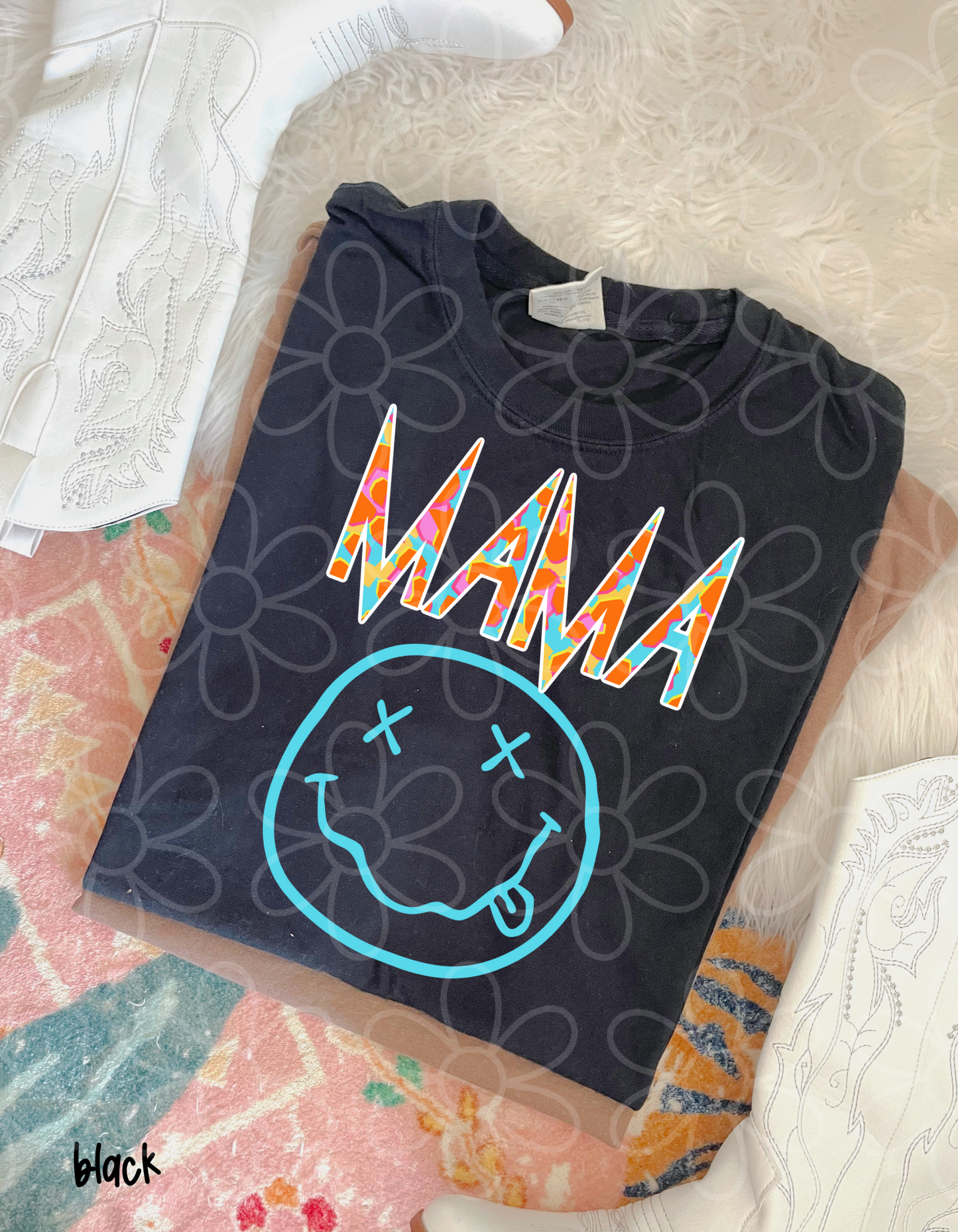MaMa Blue Smiley DTF Transfer