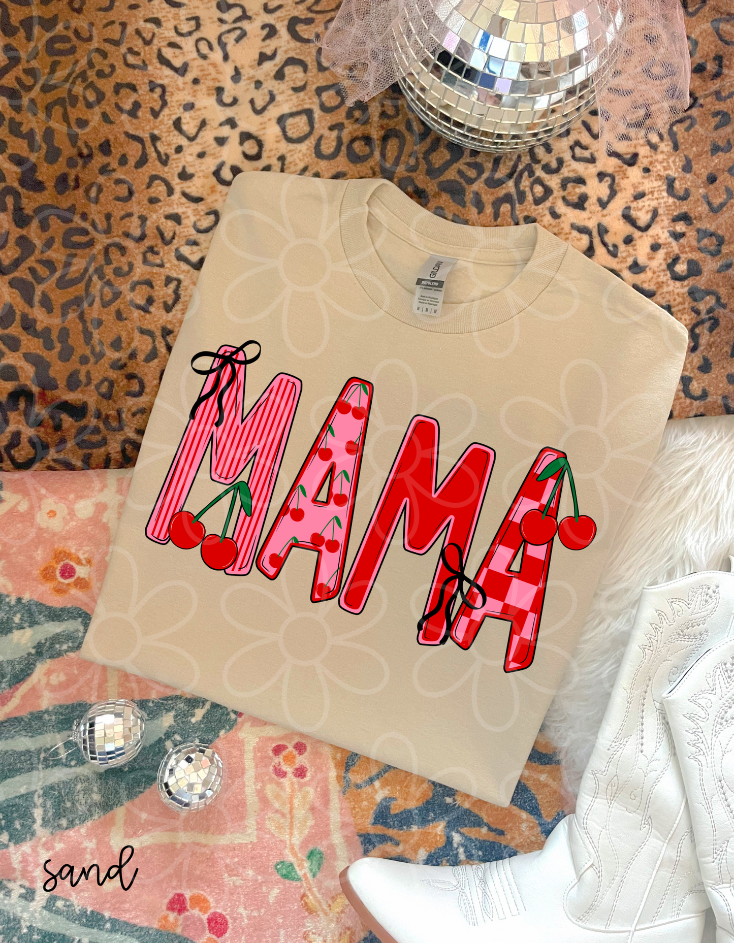 MaMa Cherries Bows DTF Transfer