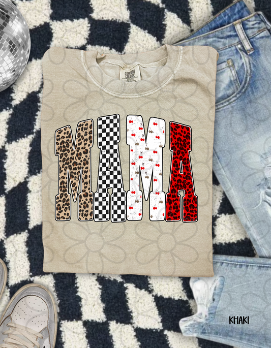 MaMa Leopard Checkered Cherries DTF Transfer
