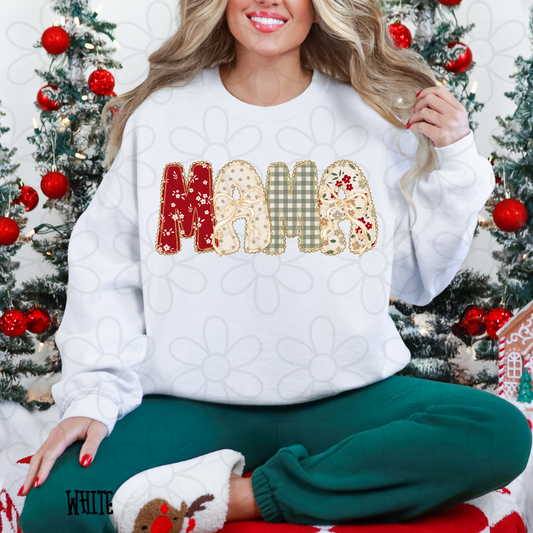 Mama Christmas Gold Coquette Bows DTF Transfer