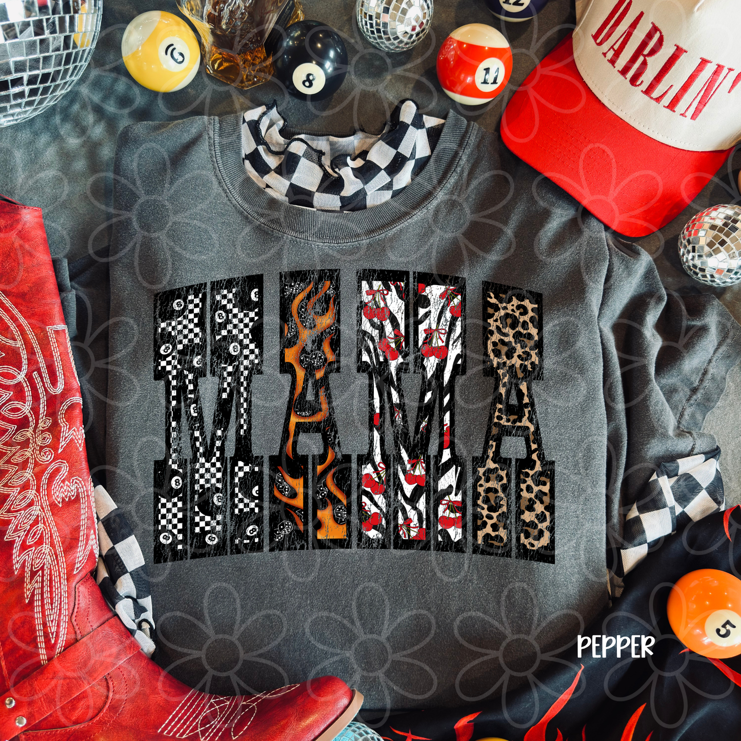Mama Distressed Western Patterns DTF Transfer