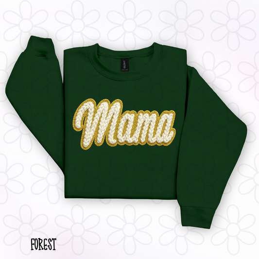 Mama Gold White Knit DTF Transfer