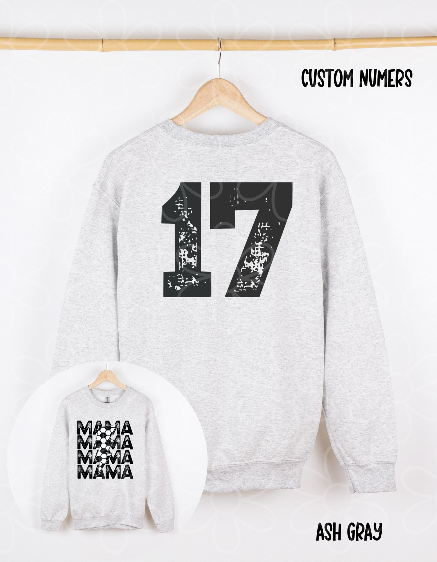 Mama Soccer Bolt Custom Number Completed Tee