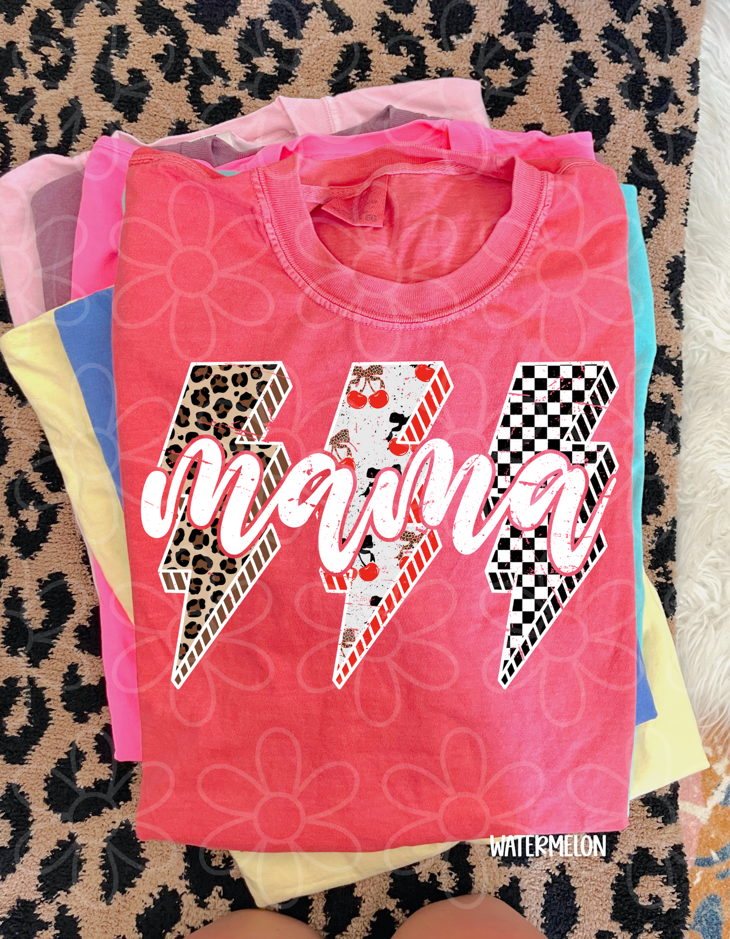 Mama White Patterned Bolts DTF Transfer