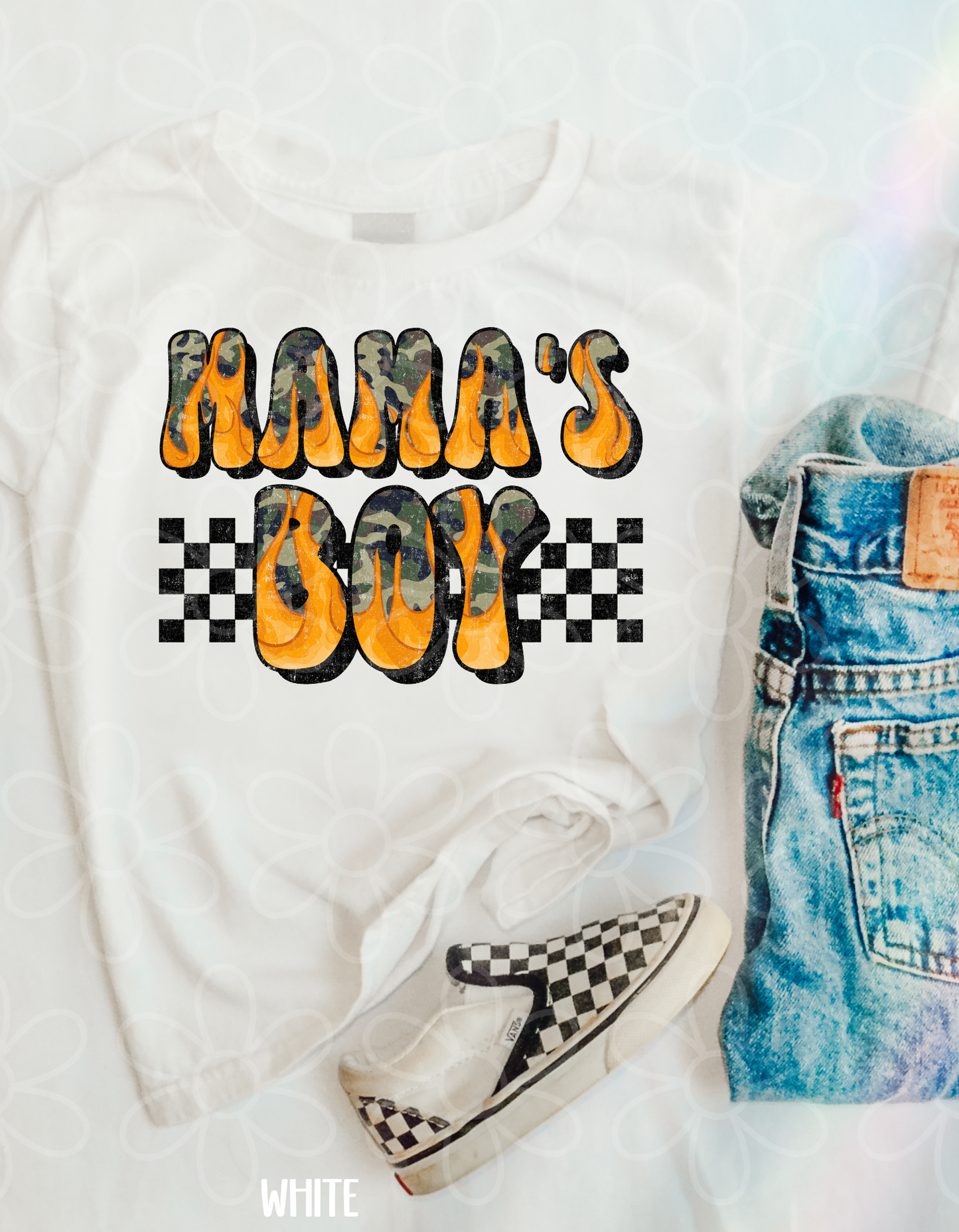 Mama's Boy Camo Flames DTF Transfer