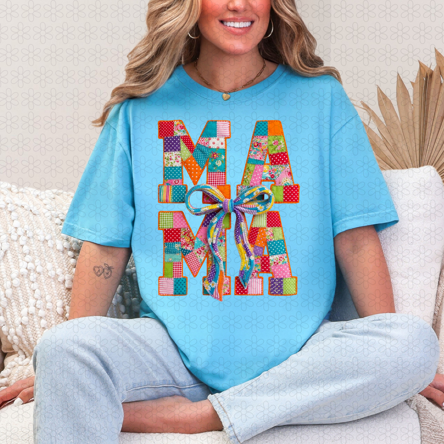 Mama stitched bow DTF Transfer