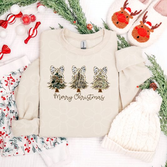 Merry Christmas Camo Trees Trio Completed Tee