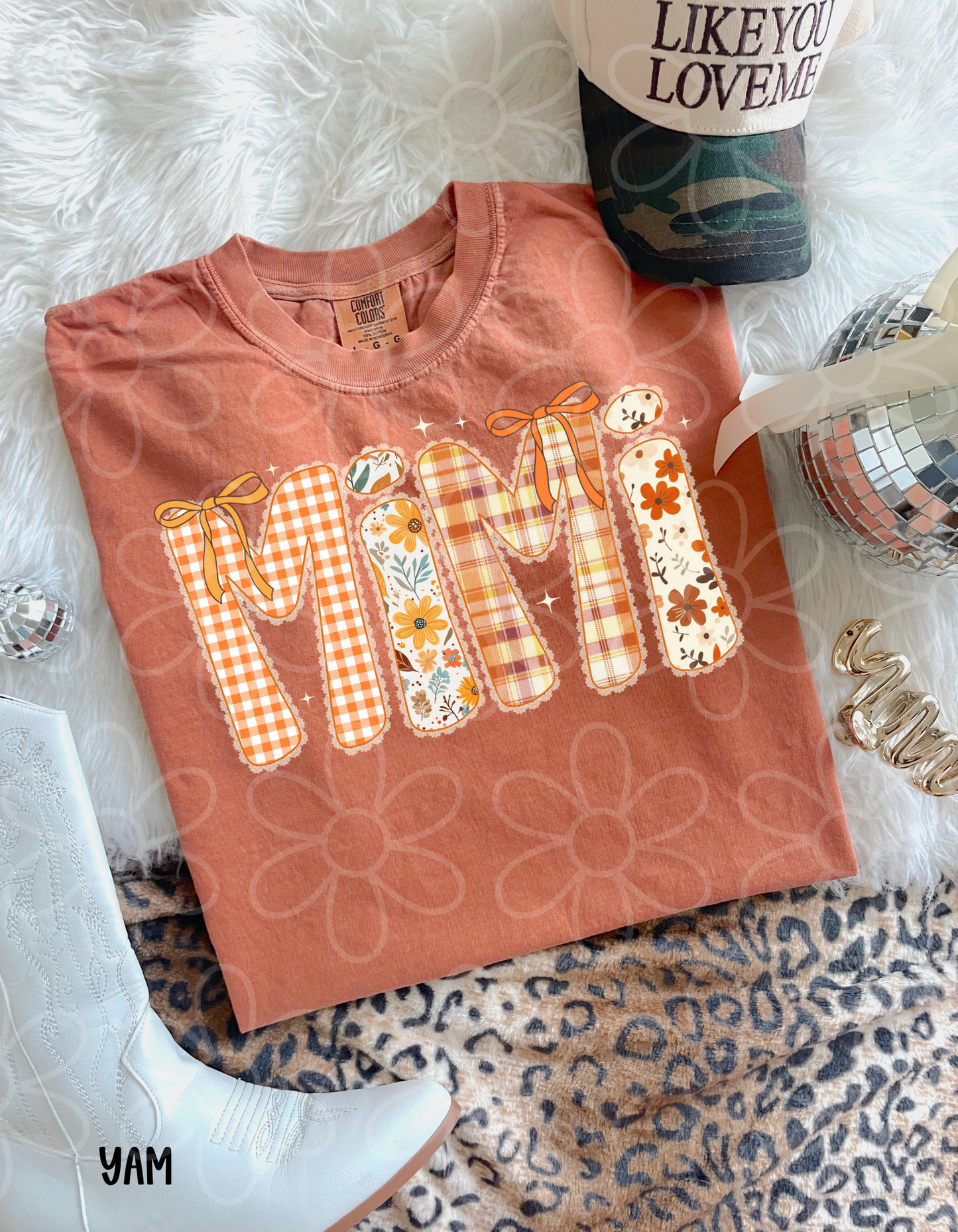 Mimi Fall Flowers Bows Completed Tee
