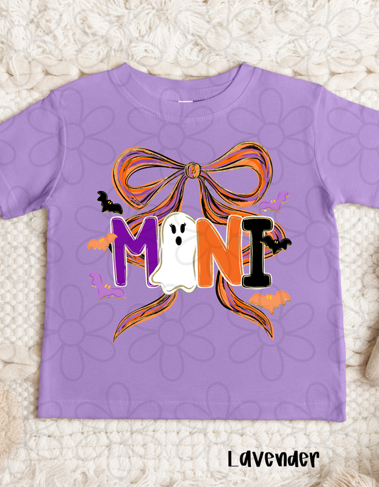 Mini Ghost Watercolor Bow Kids Completed Tee