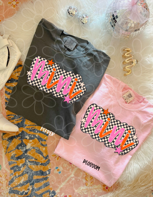 Mini Pink & Orange Checkered Kids Completed Tee