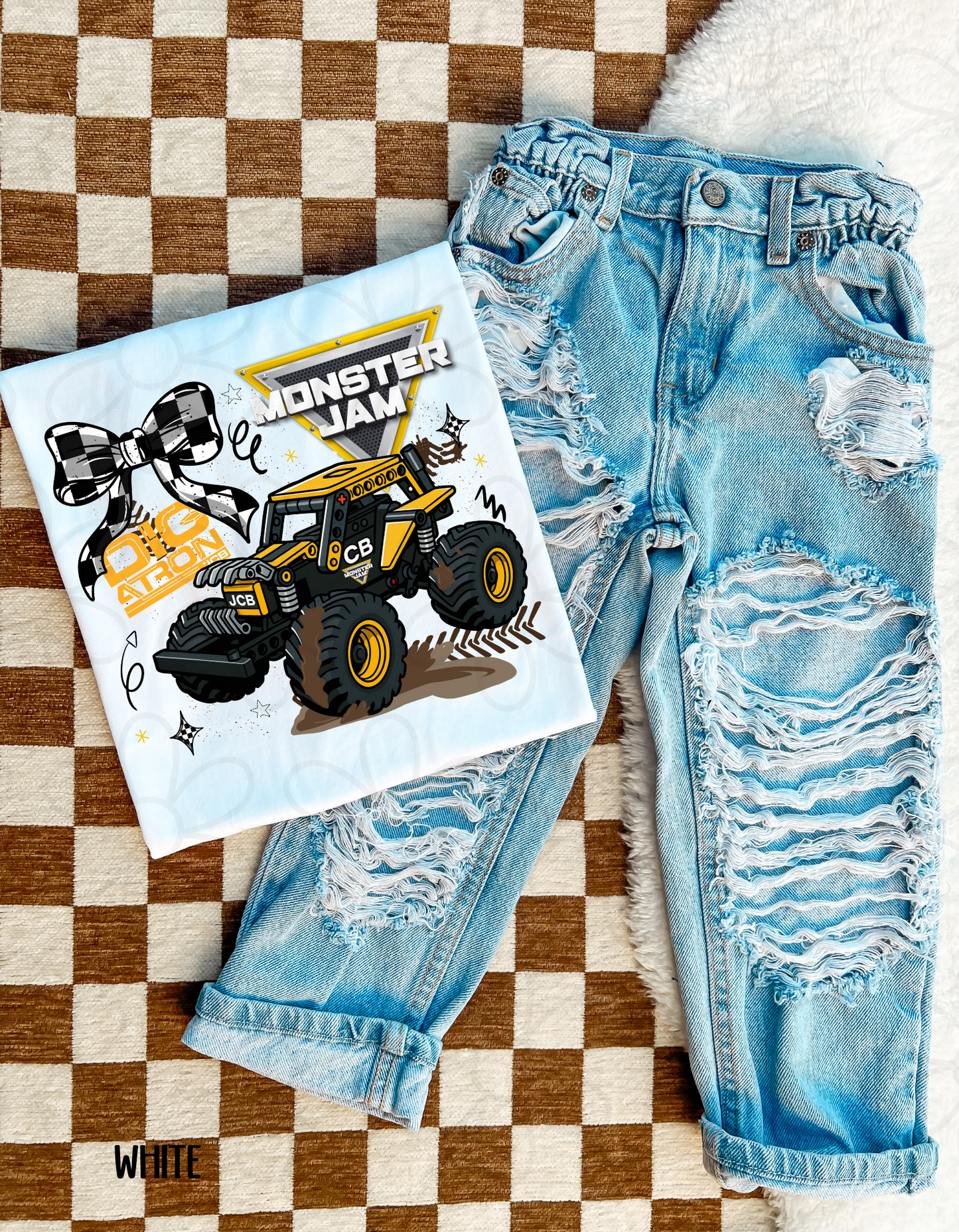 Monster Jam Checkered Bow (Multiple Options) Completed Tee