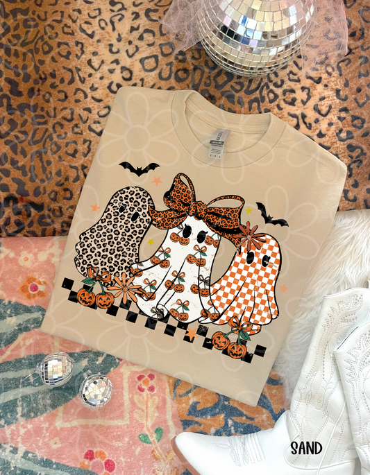 Multi Pattern Ghosts Leopard Bow Completed Tee
