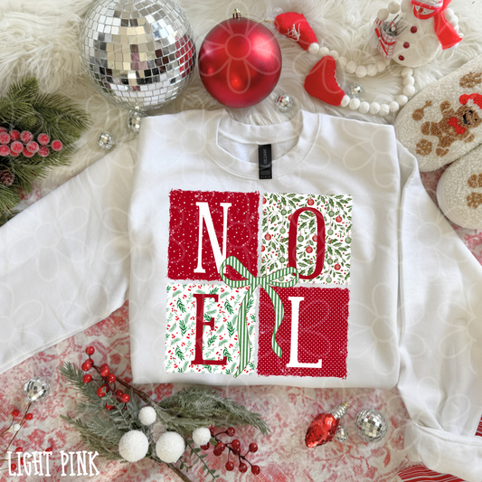 Noel Stacked Striped Bow Kids Completed Tee