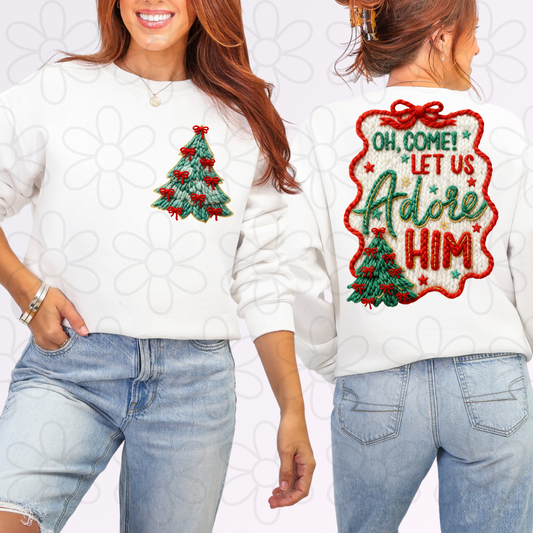 Oh Come Let Us Adore Him Faux Knit DTF Transfer