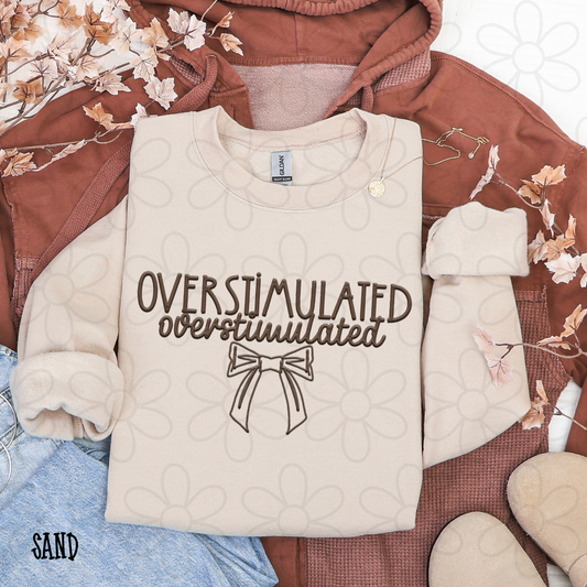 Overstimulated Brown Bow Completed Tee
