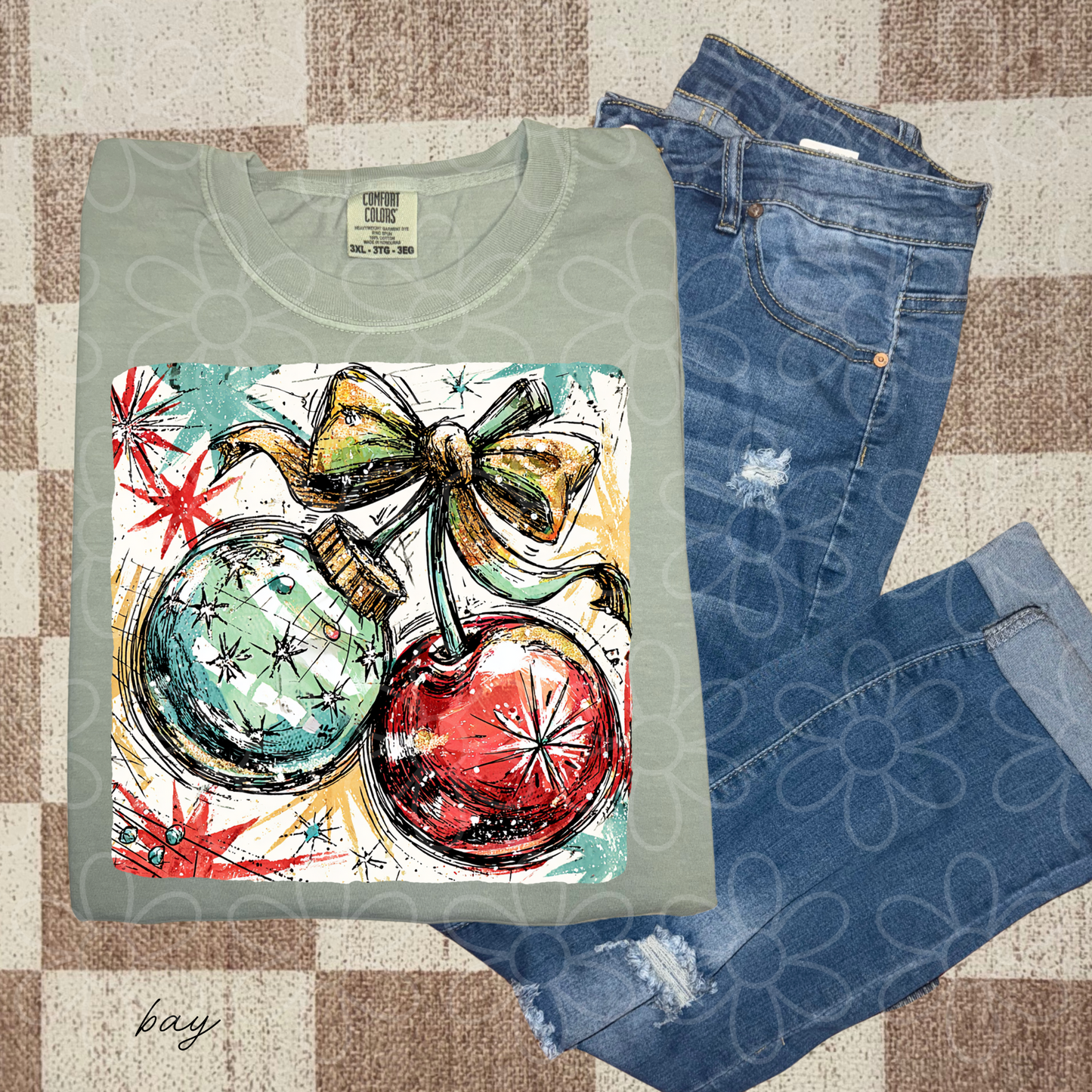 Painted Christmas Ornaments Kids Completed Tee