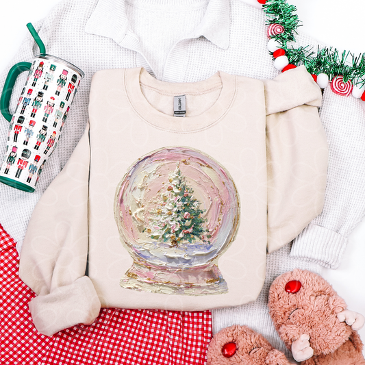 Painted Christmas Tree Snow Globe Completed Tee