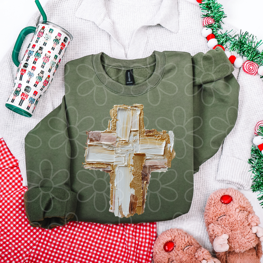 Painted Cross Gold Completed Tee