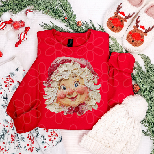 Painted Mrs Claus Face Completed Tee
