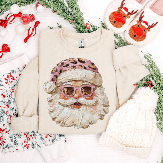 Painted Retro Santa Pink Completed Tee