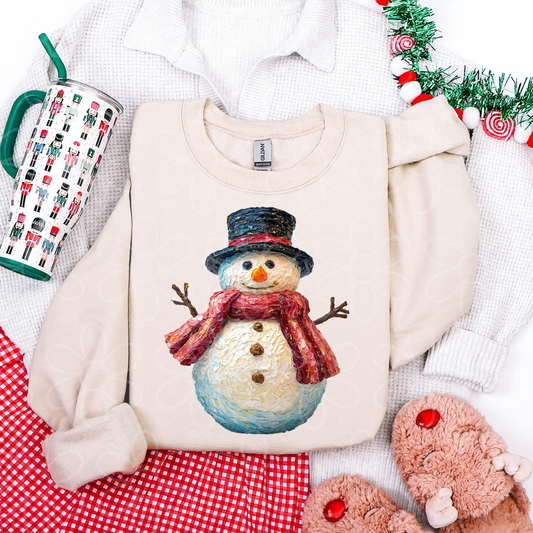 Painted Snowman Hat Completed Tee