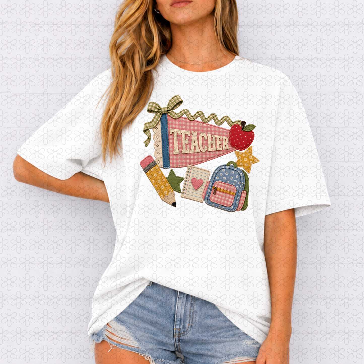 Patchwork Teacher DTF Transfer