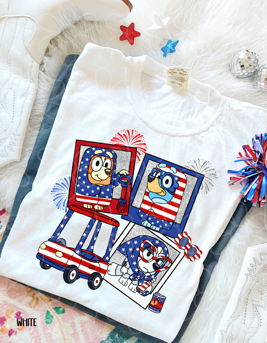 Patriotic Bluey Kids Completed Tee