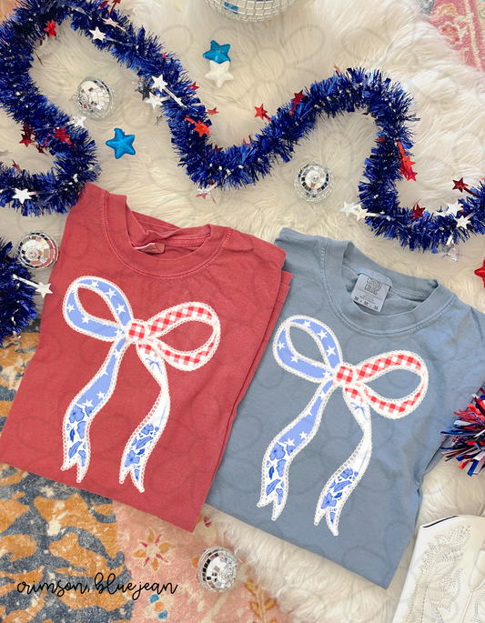 Patriotic Floral Coquette Bow DTF Transfer