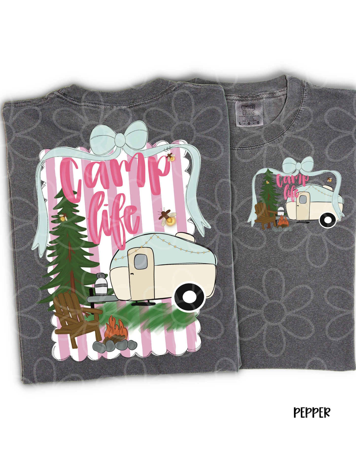 Pink Stripes Camp Life Completed Tee