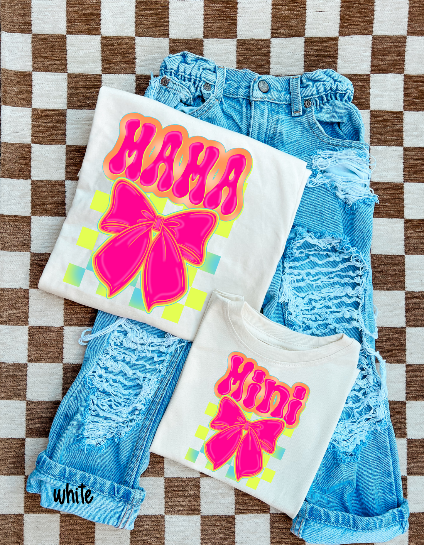 Pink Retro MaMa Bow DTF Transfer
