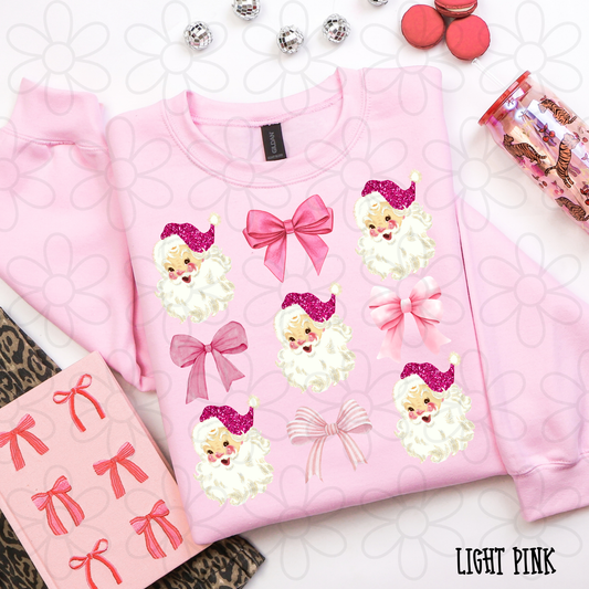 Pink Santa Coquette Bows Completed Tee