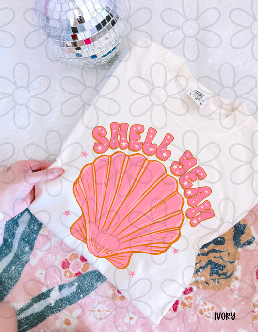 Pink Shell Yeah Kids Completed Tee