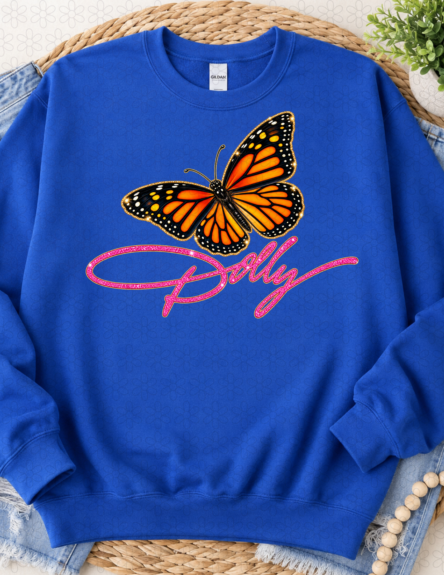 Pink Dolly Butterfly DTF Transfer