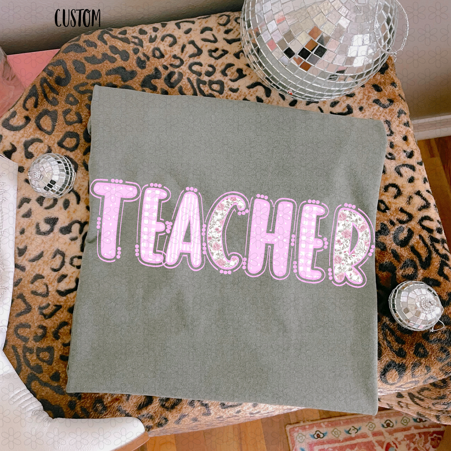 Pink Floral Custom Names DTF Transfer