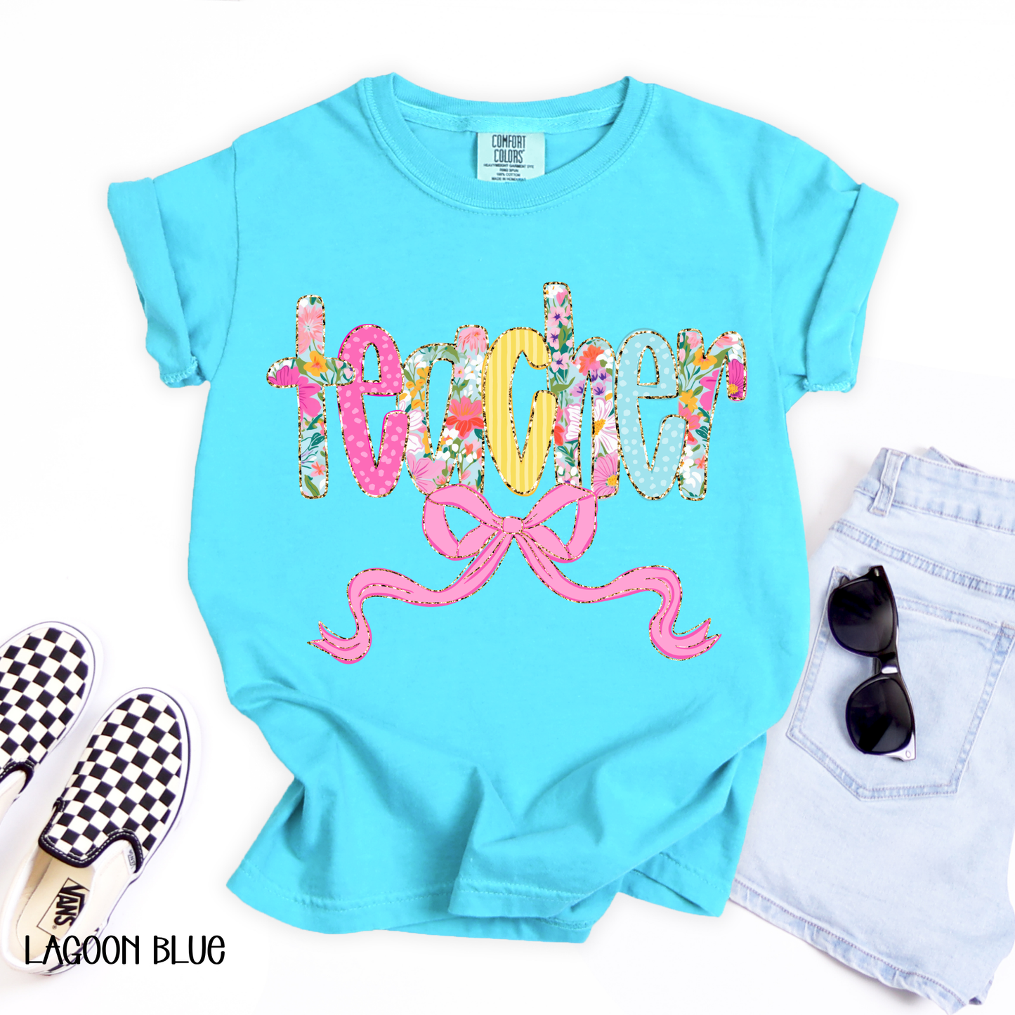 Pink Floral Teacher DTF Transfer